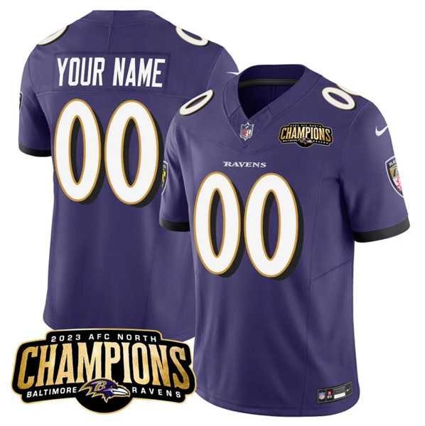 Men & Women & Youth Baltimore Ravens Active Player Custom Purple 2023 F.U.S.E. AFC North Champions Vapor Limited Jersey->customized nfl jersey->Custom Jersey